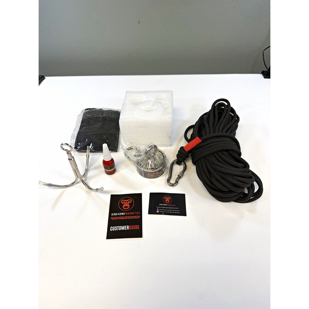 King Kong Magnetics 1200 lbs Double Sided Magnet Fishing Kit New Complete BUNDLE